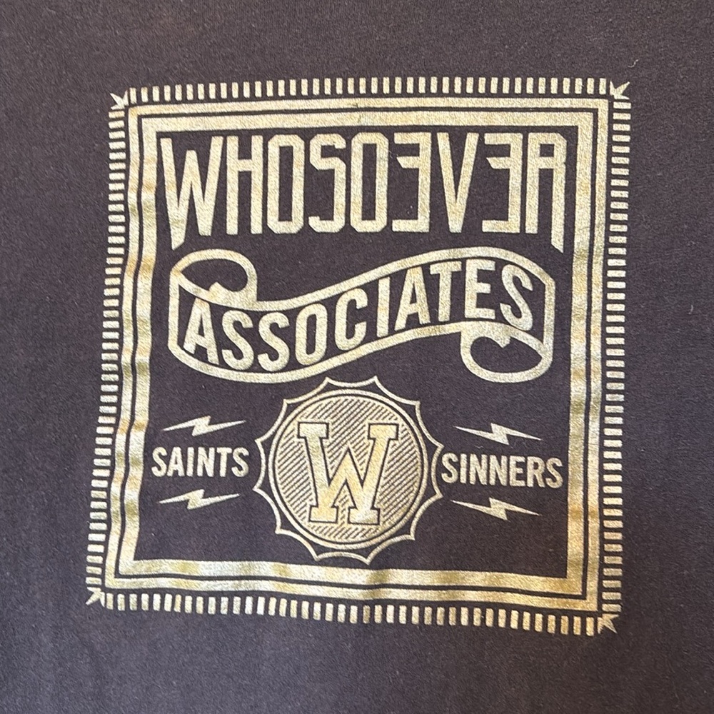 The Whosoevers Tee Short Women’s XL Black Gold Associates Saint Sinners soft - Picture 2 of 5